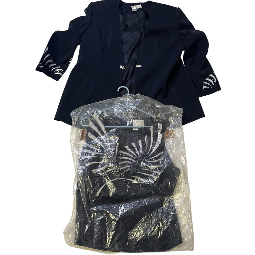 Lot Of 3 Tango Nites Sequin Embellished Skirt Suit Blazer W Vest Sz 22 Blue